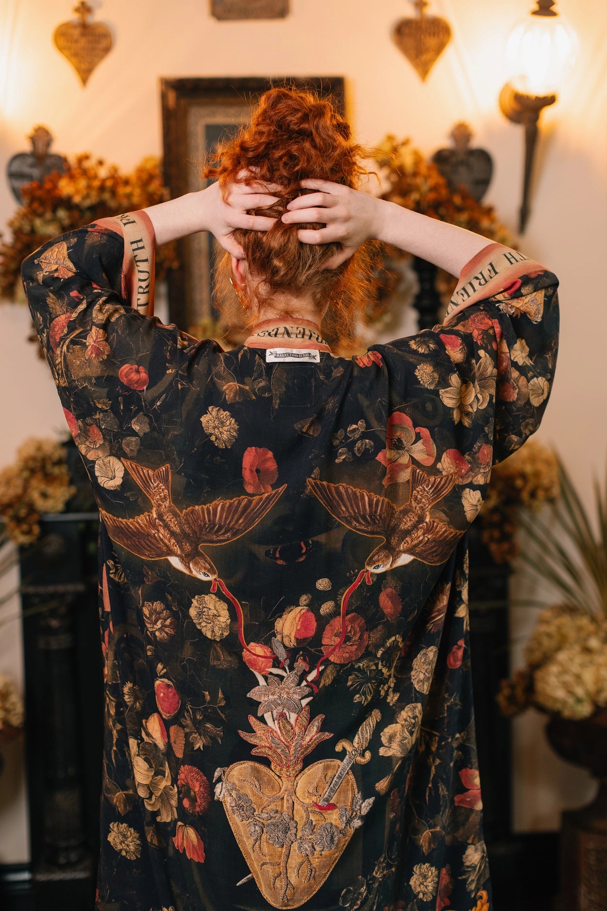Heart of Gold Opera Duster Kimono Robe w/ Sacred Heart Pre-Order Ships In September