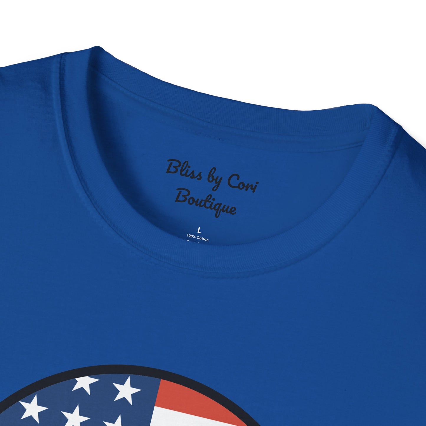 Red White & Blue Smiley Face 4th Of July Softstyle T-Shirt Available In 3 Colors