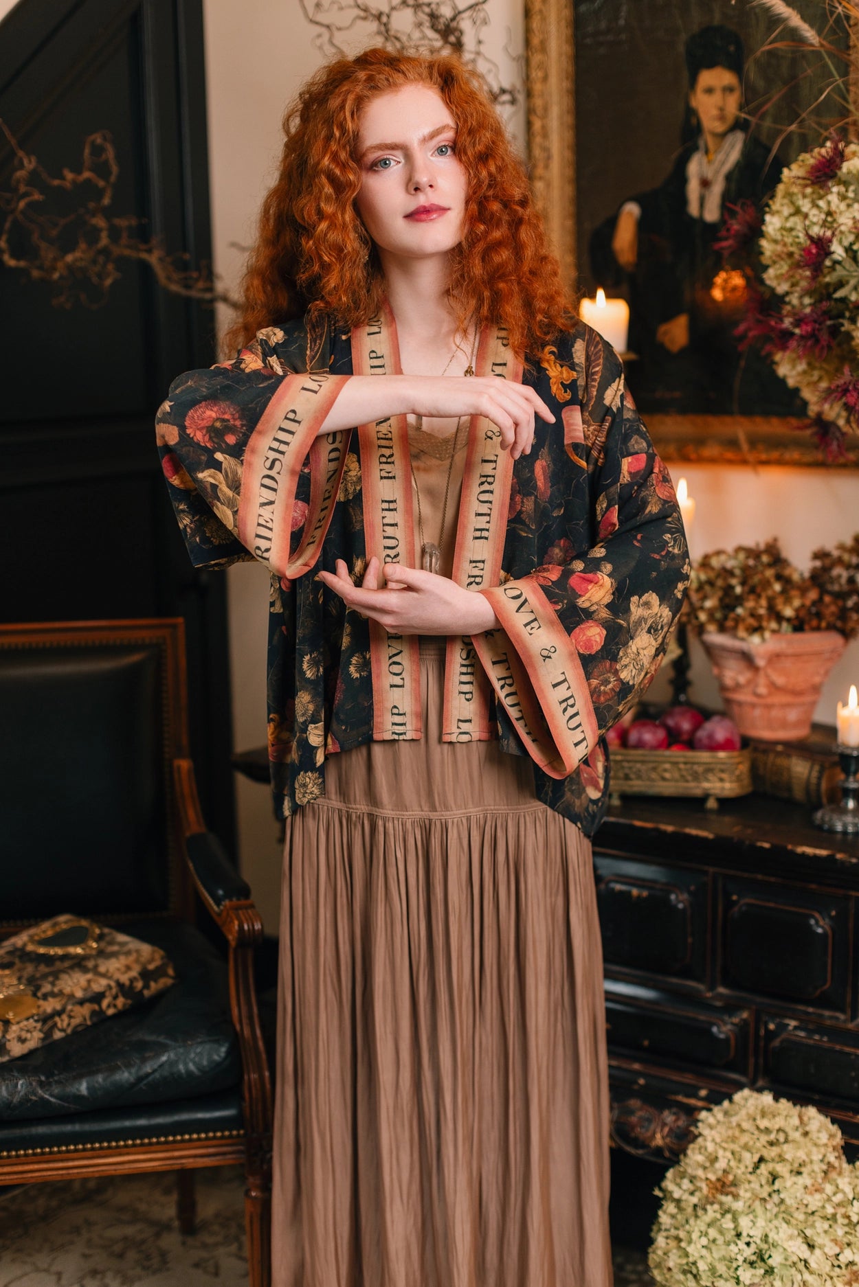 Heart of Gold Pixie Duster Crop Kimono w/ Sacred Heart Pre-Order Ships In September