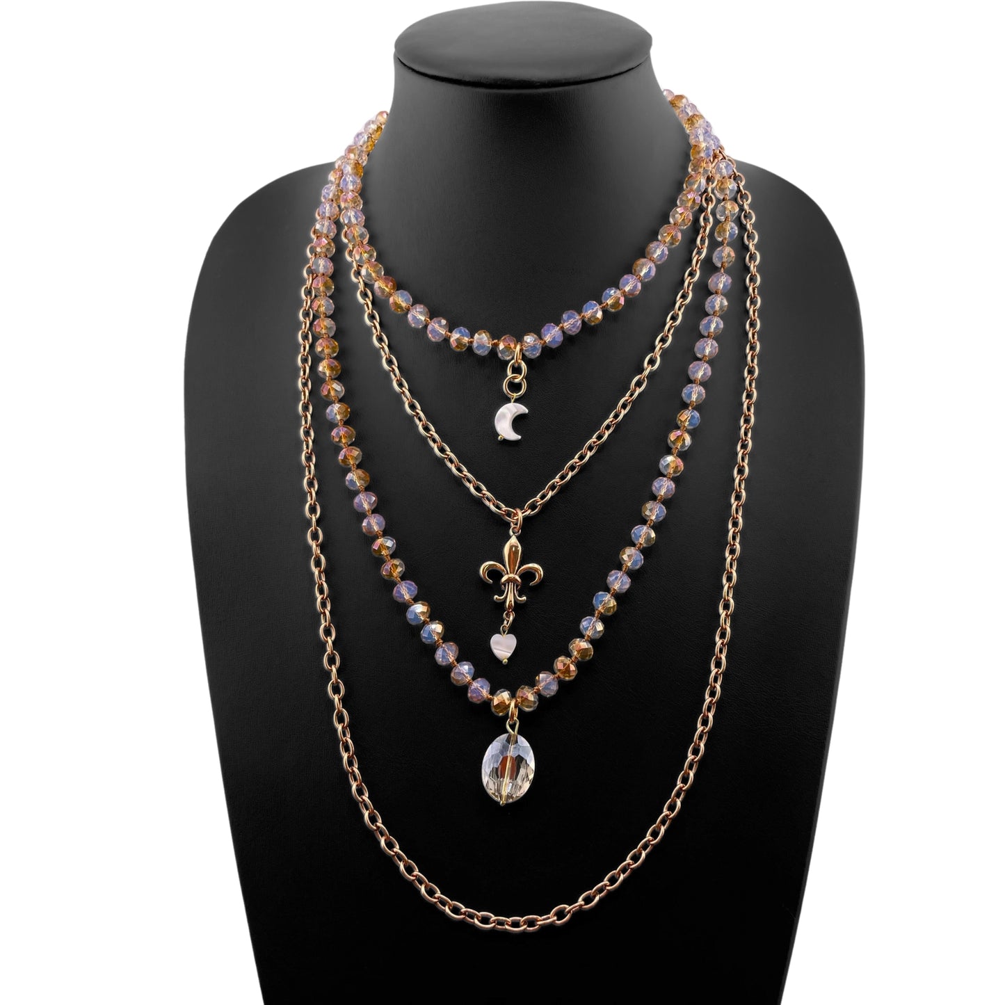 Love Fleur-De-Lis Fusion Duo Bundle Mantra Layering Necklace