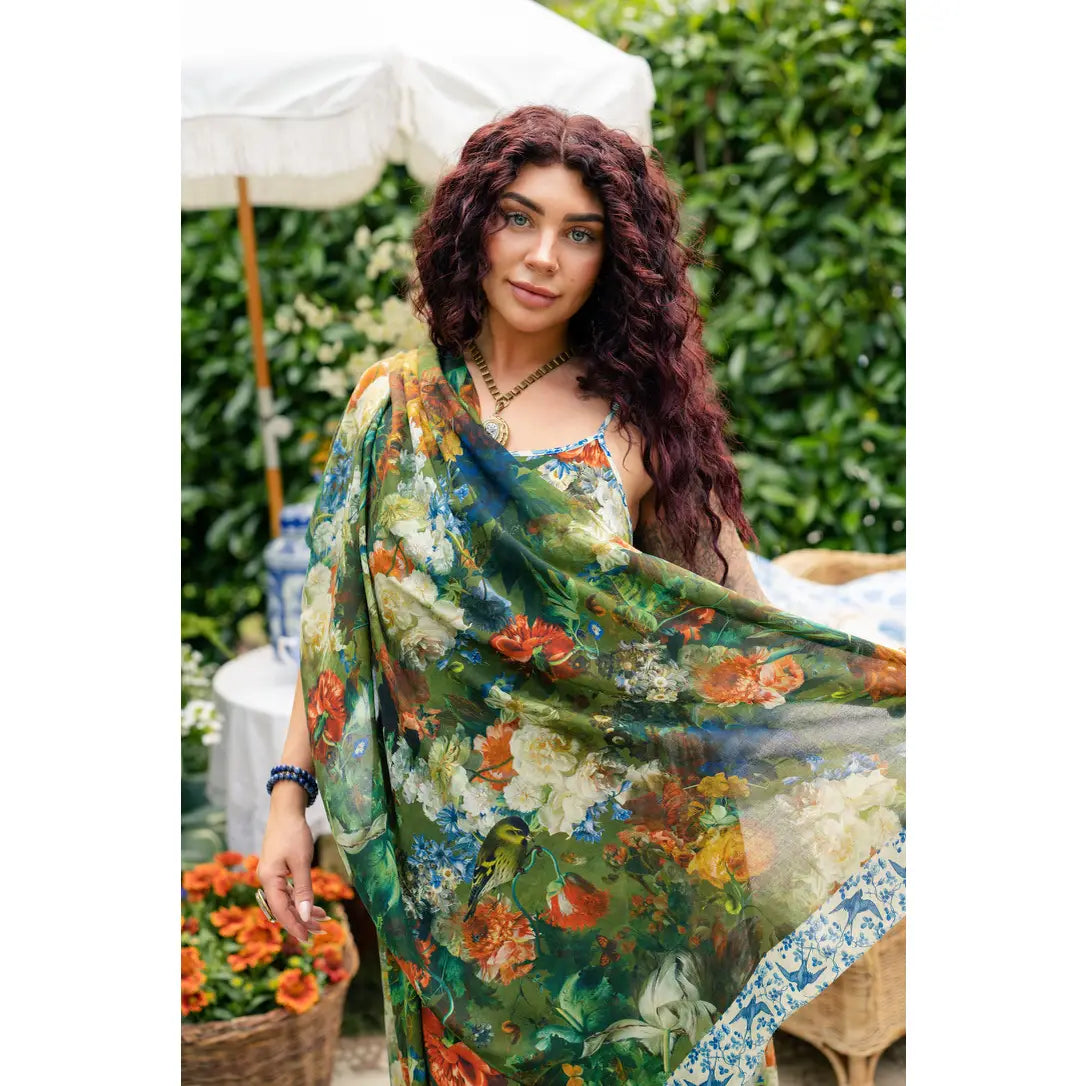 Flora Poetica Botanical Bird & Butterfly Scarf