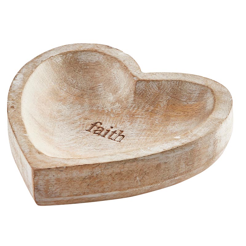 Wood Heart Dish - Faith