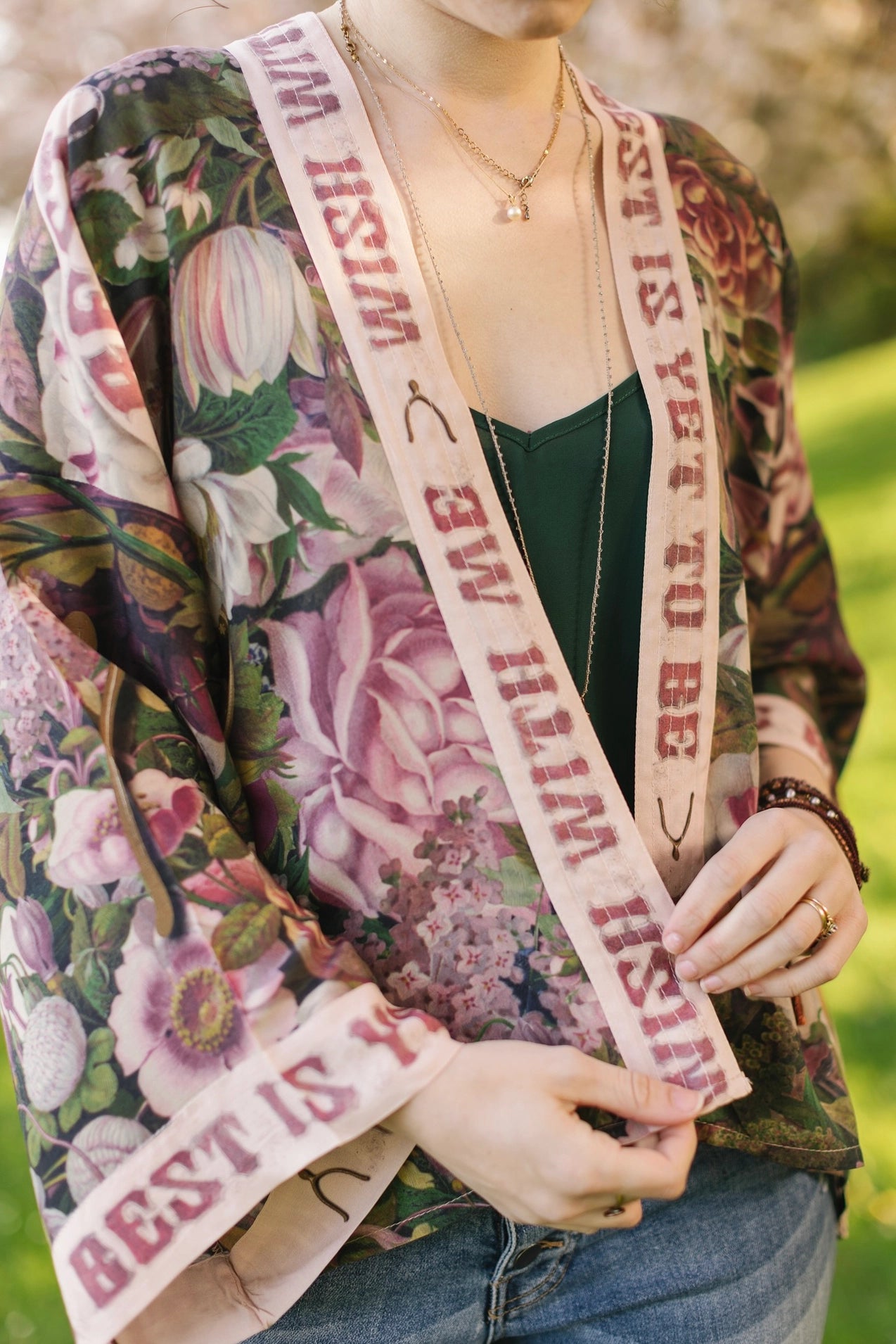 Make A Wish Floral Cropped Bamboo Kimono w/ Good Luck Charms Pre-Order Ships February 2025