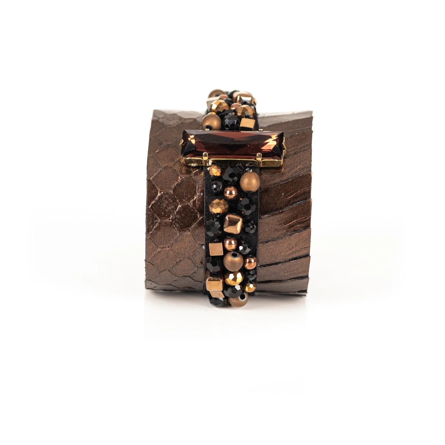 The Crystal Scale Leather Crystal Cuff Bracelet