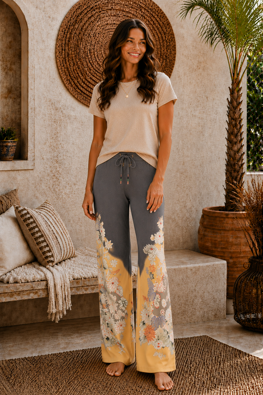 Paparazzi by Biz - French Terry Floral Lounge Pant with Raw Hem