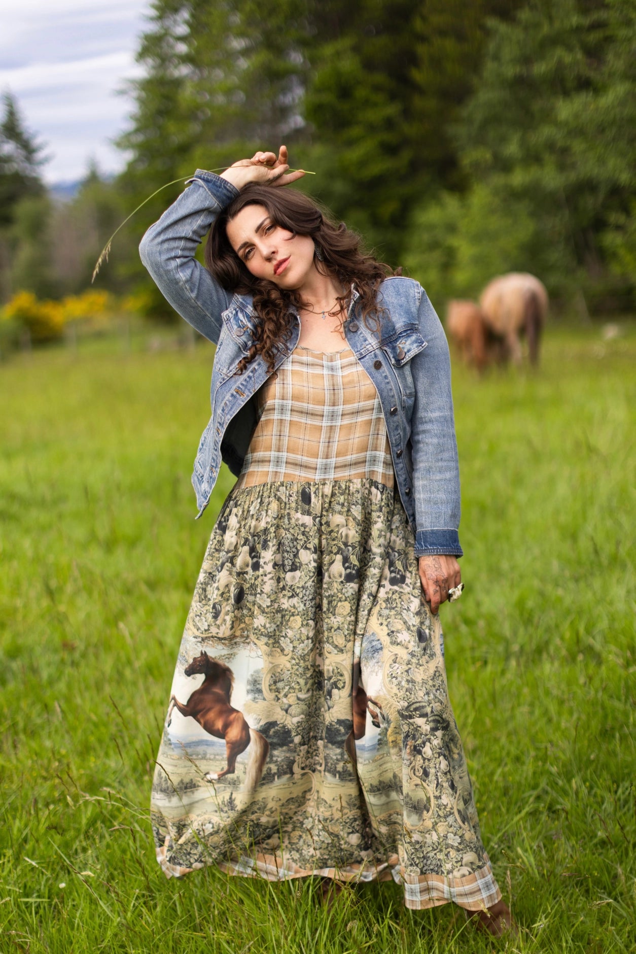Born To Run Bohéme Reversible Long Maxi Slip Dress Horse & Plaid - Pre-Order - Ships In August