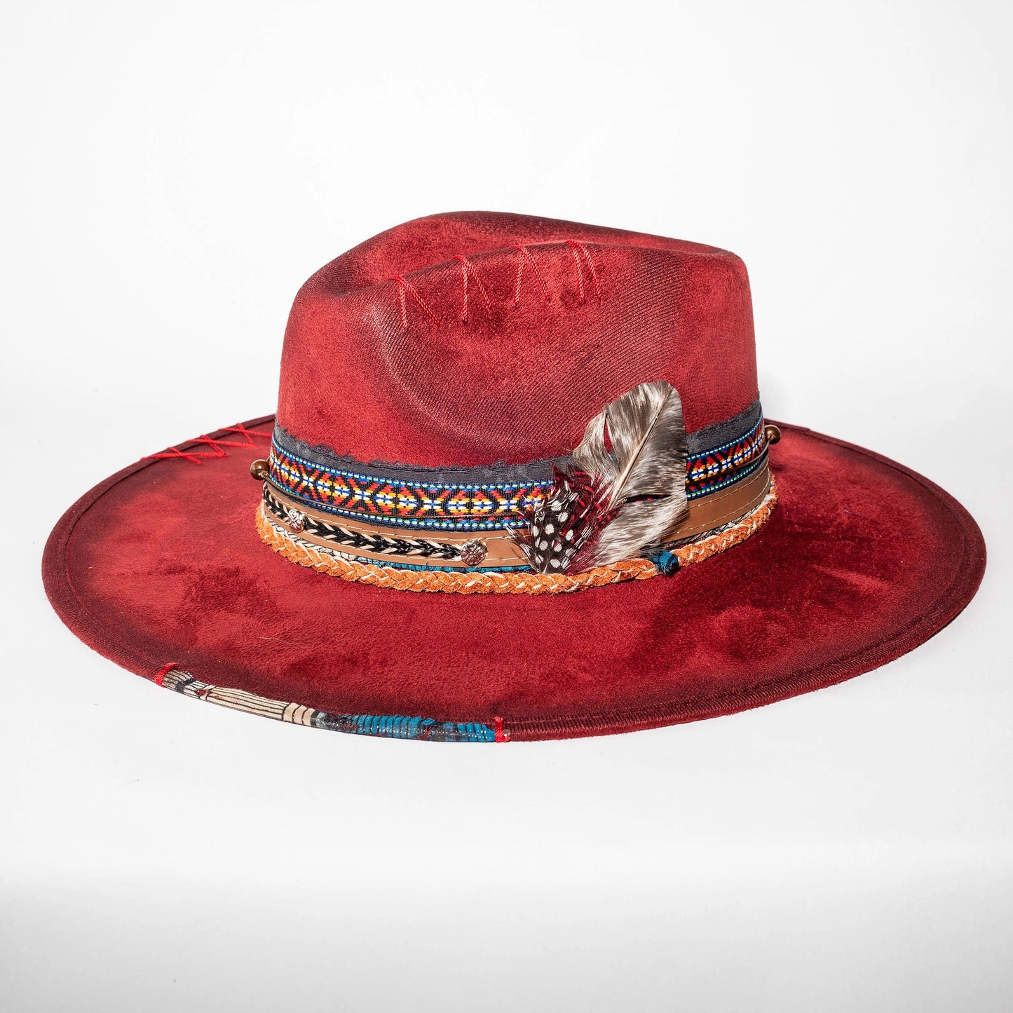 Top Quality Vegan Suede Hat - Coachella Cowgirl Red