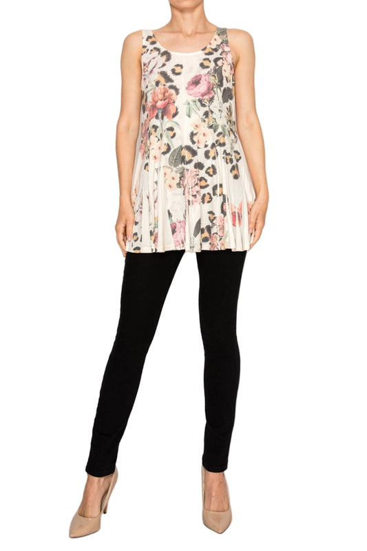 Leo Rose Soft Flowy Tunic Tank with Hidden Pockets - Ships Late September