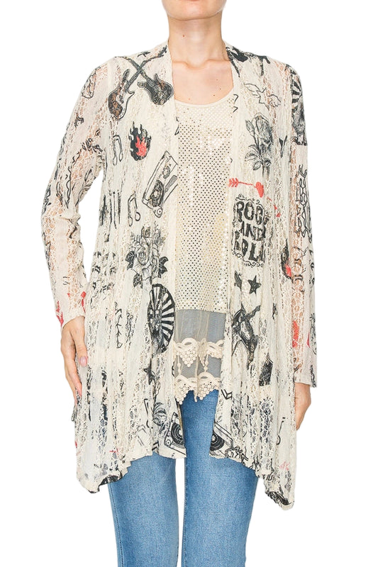 Rock And Roll Sparkly Long Sleeve Lace Cardigan - Ships Late September