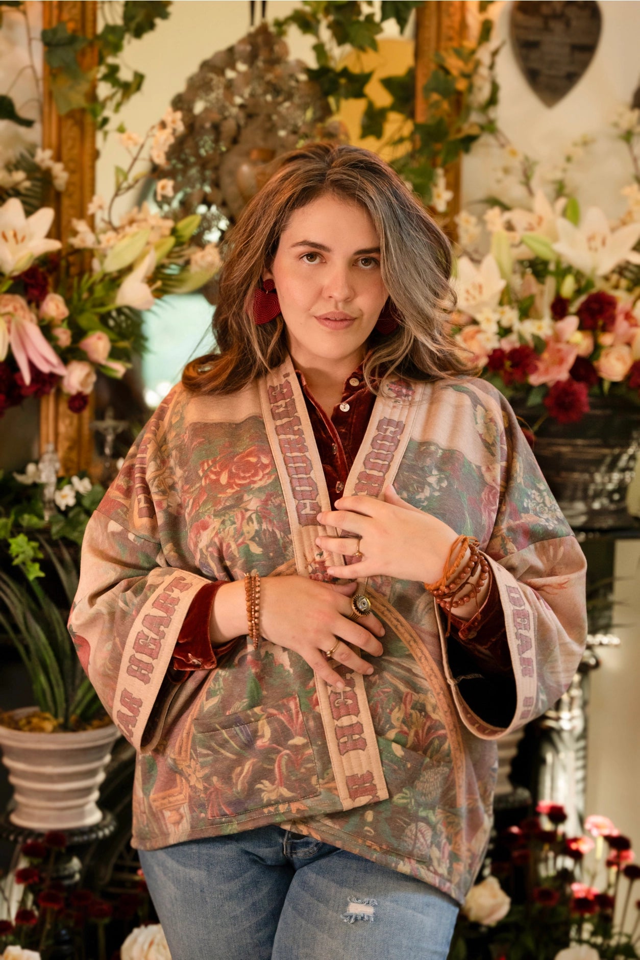 Courage Dear Heart Fleece Cottage Cardigan Kimono Jacket