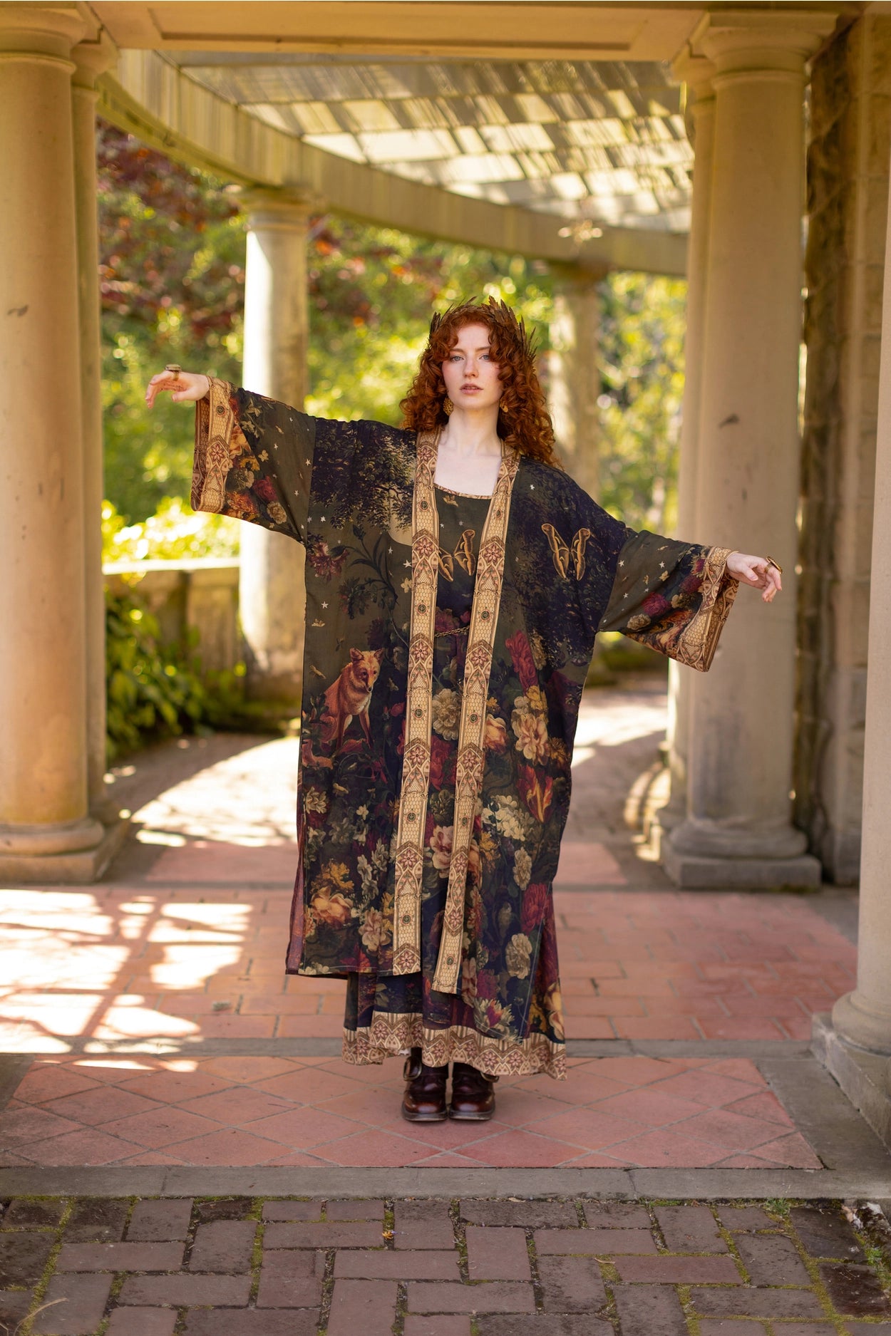 The Messenger Opera Duster Robe w/ Joan of Arc & Florals - Pre-Order Ships In September