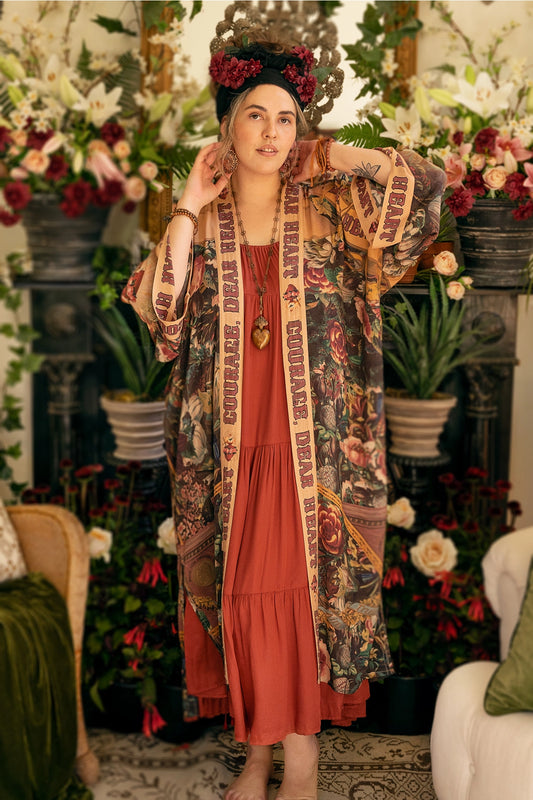 Courage Dear Heart Opera Duster Kimono Robe w/ Sacred Heart- Preorder Ships August 1 - 30th