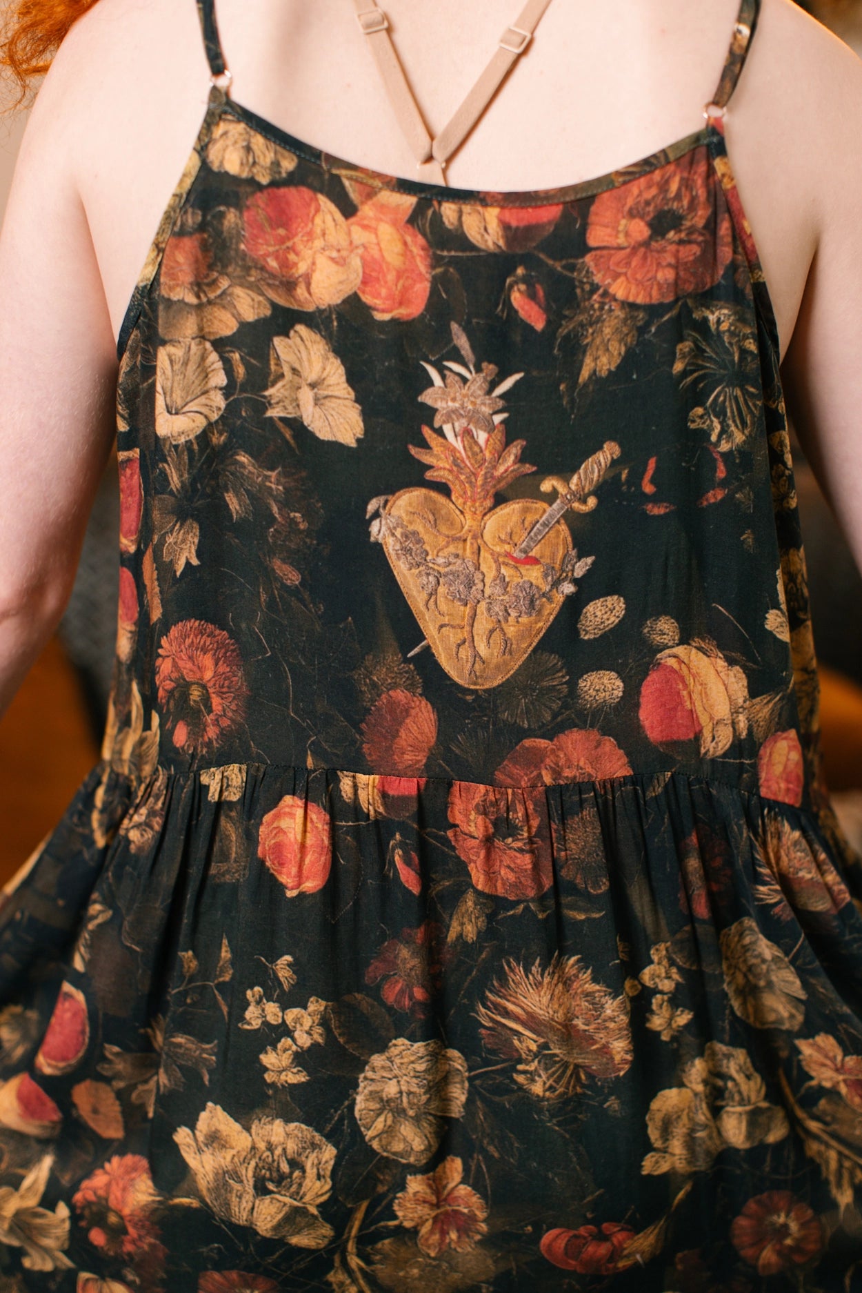 Heart of Gold Bohéme Long Maxi Slip Dress w/ Sacred Heart Pre-Order Ships In September