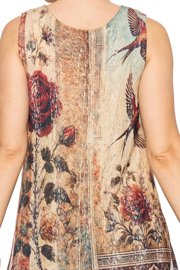Vintage Bird Inspired Lace Tunic Top with Embroidered Hem - Ships Late September