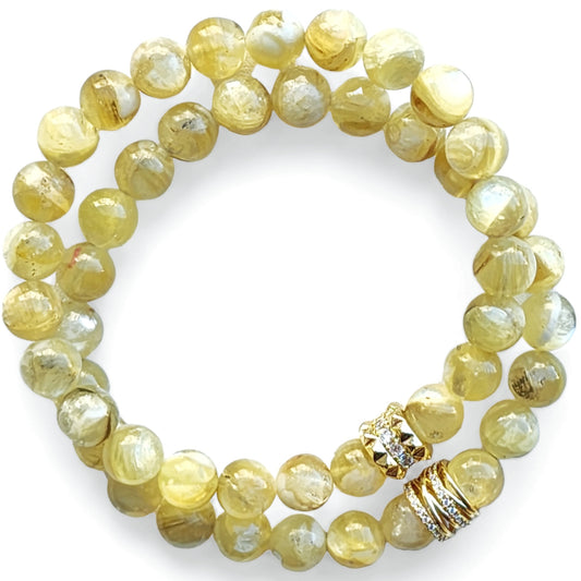 8mm Rare Yellow Lepidolite Reiki Healing Beaded Gemstone Bracelets