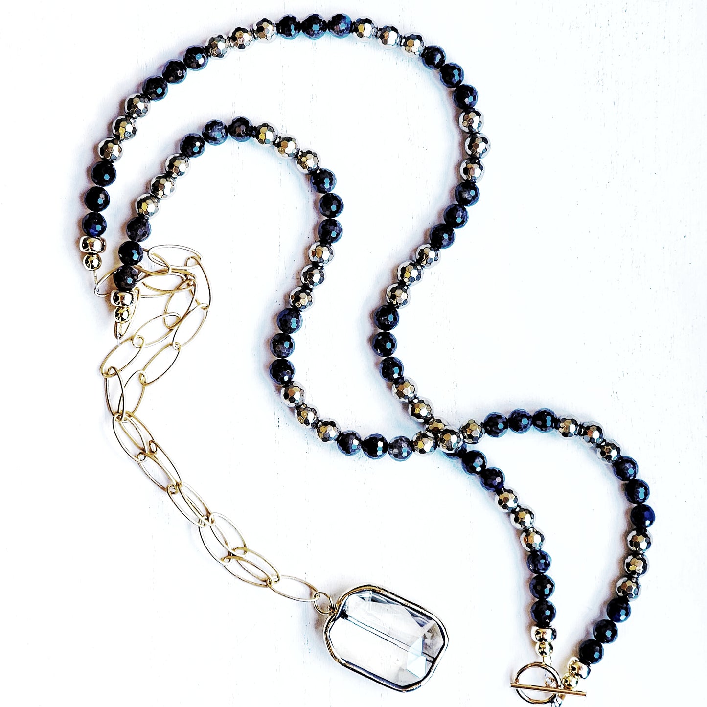 Long Layered Ethiopian Coptic Cross Pyrite & Labradorite Boho Necklaces