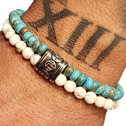 Turquoise & Magnesite Unisex Reiki Healing Gemstone Bracelet