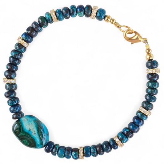 6mm Rare Natural Shattukite Chrysocolla Reiki Healing Beaded Gemstone Bracelet