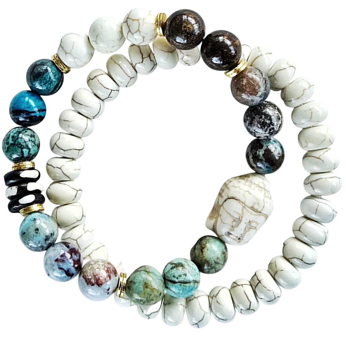 Mixed Gemstone Buddha Beaded Bracelet