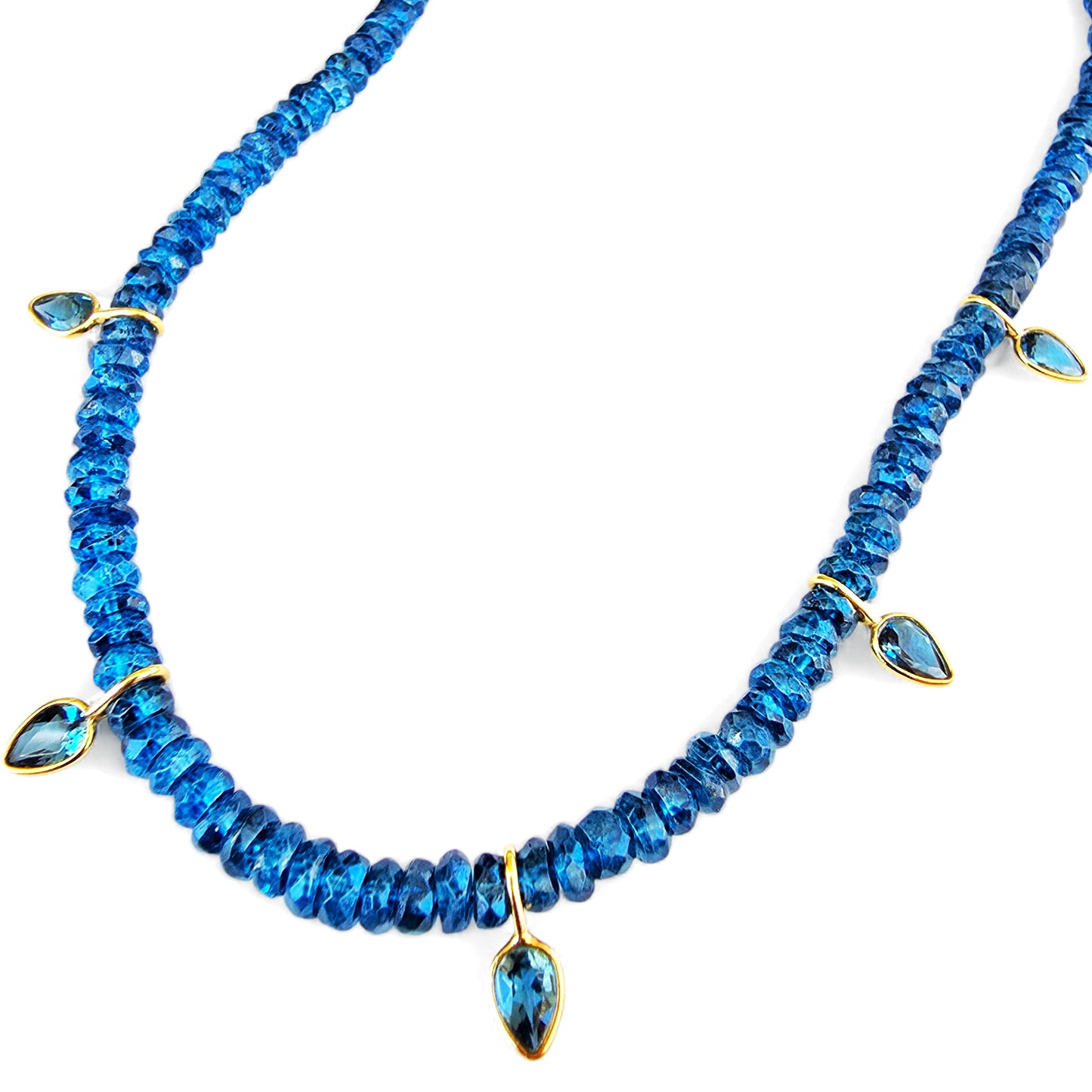 London Blue Topaz Beaded Gemstone Necklace