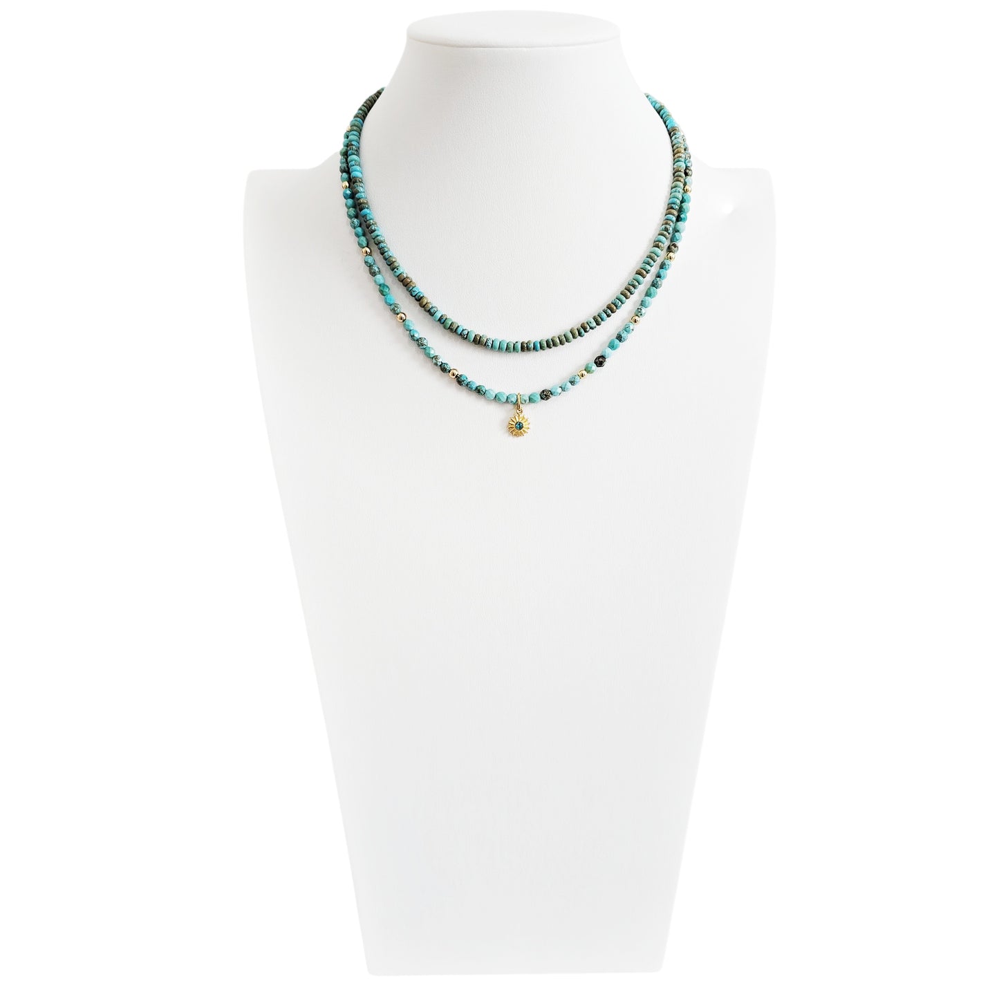Dainty Minimalist Turquoise Gemstone Necklace Set