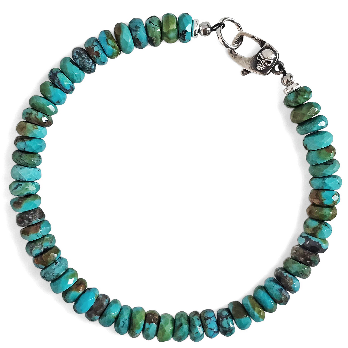 Kingman Turquoise Bracelet With Sterling Silver Skull Clasp