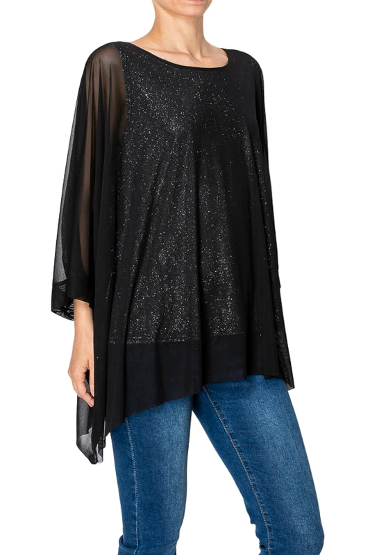Sparkly Mesh Tunic Top with Attached Tank - Ships Late September