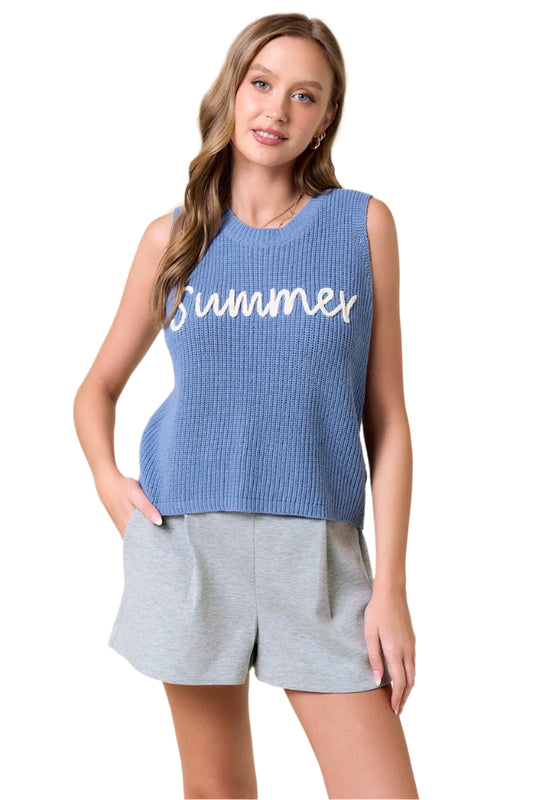Round Neck Summer Sweater Tank Top