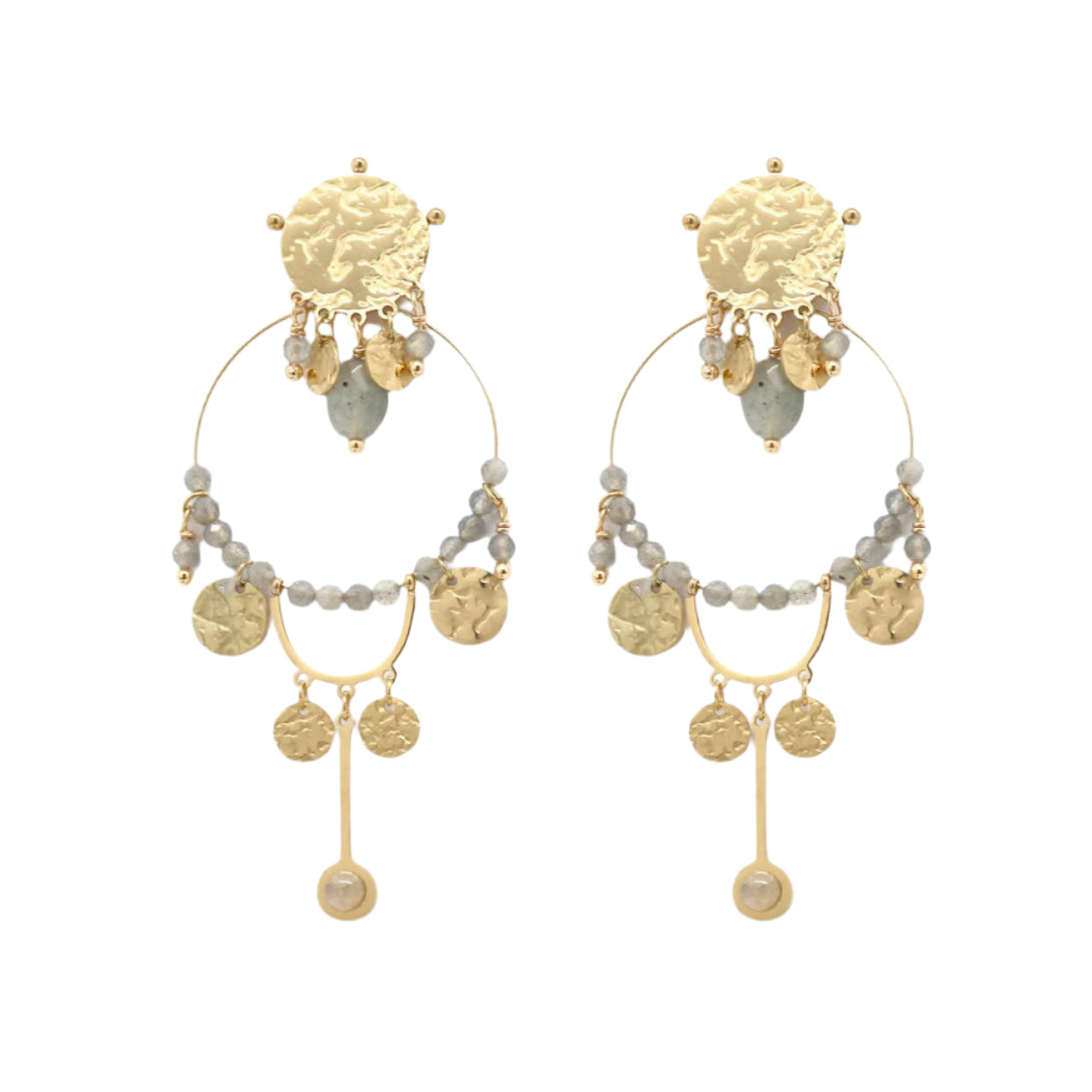 Labradorite Gold Dangle Earrings