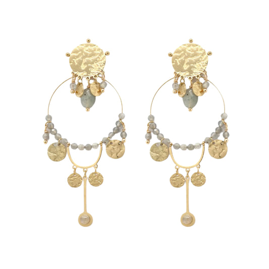 Labradorite Gold Dangle Earrings