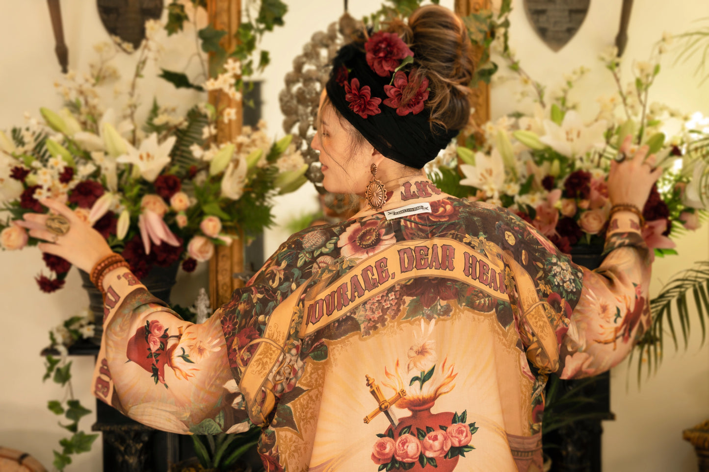 Courage Dear Heart Pixie Duster Crop Kimono w/ Sacred Heart- Preorder Ships August 1 - 30th