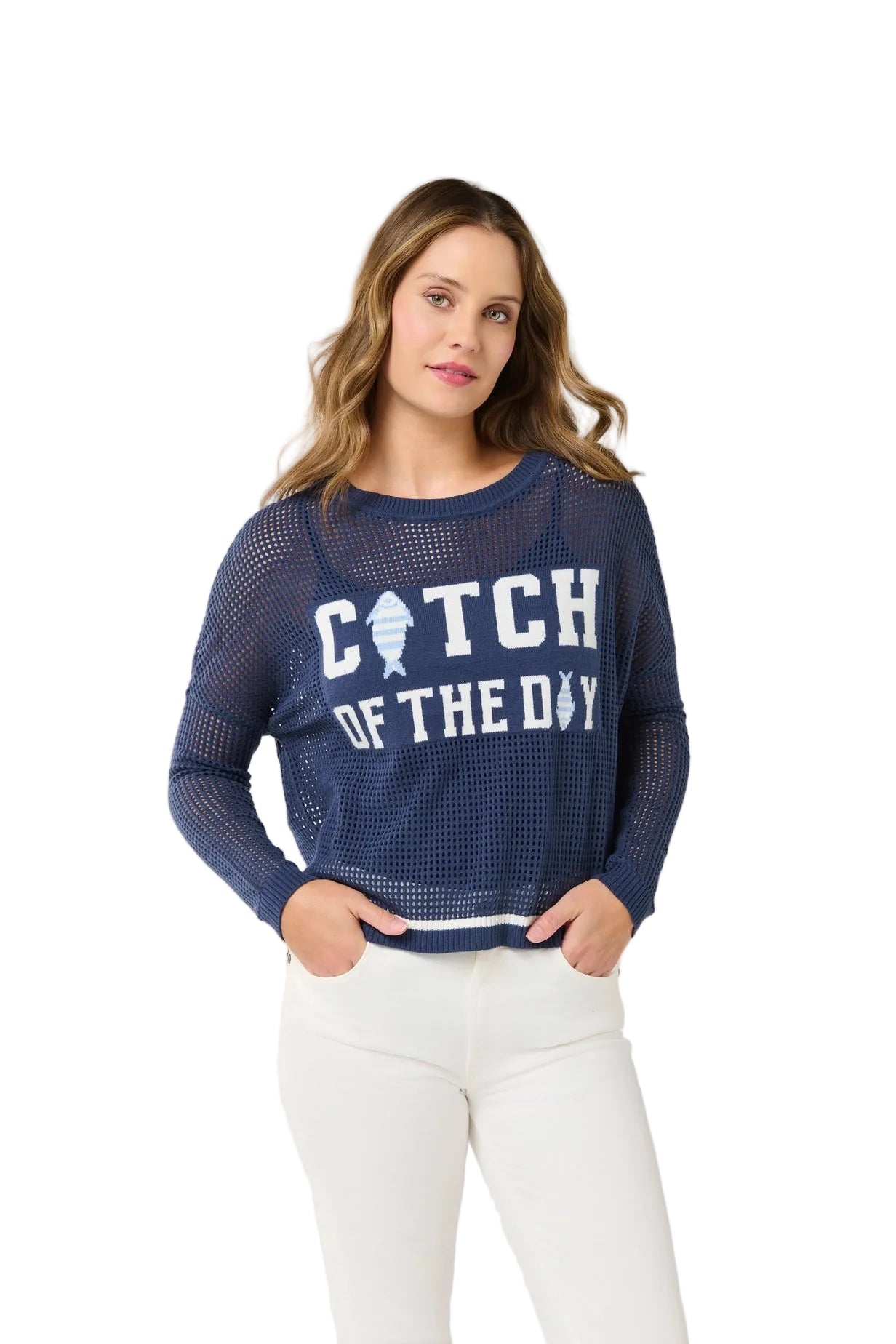 Catch Of The Day Mesh Sweater