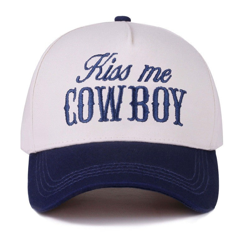 Kiss Me Cowboy Two Tone Canvas Cotton Cap & Colors - Available in 5 Colors