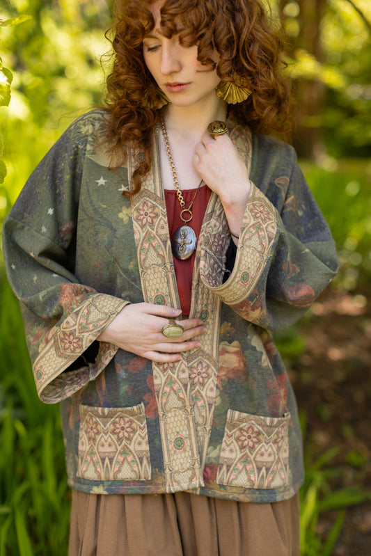 The Messenger Fleece Cottage Cardigan Jacket w/ Joan of Arc - Pre-Order Ships In September