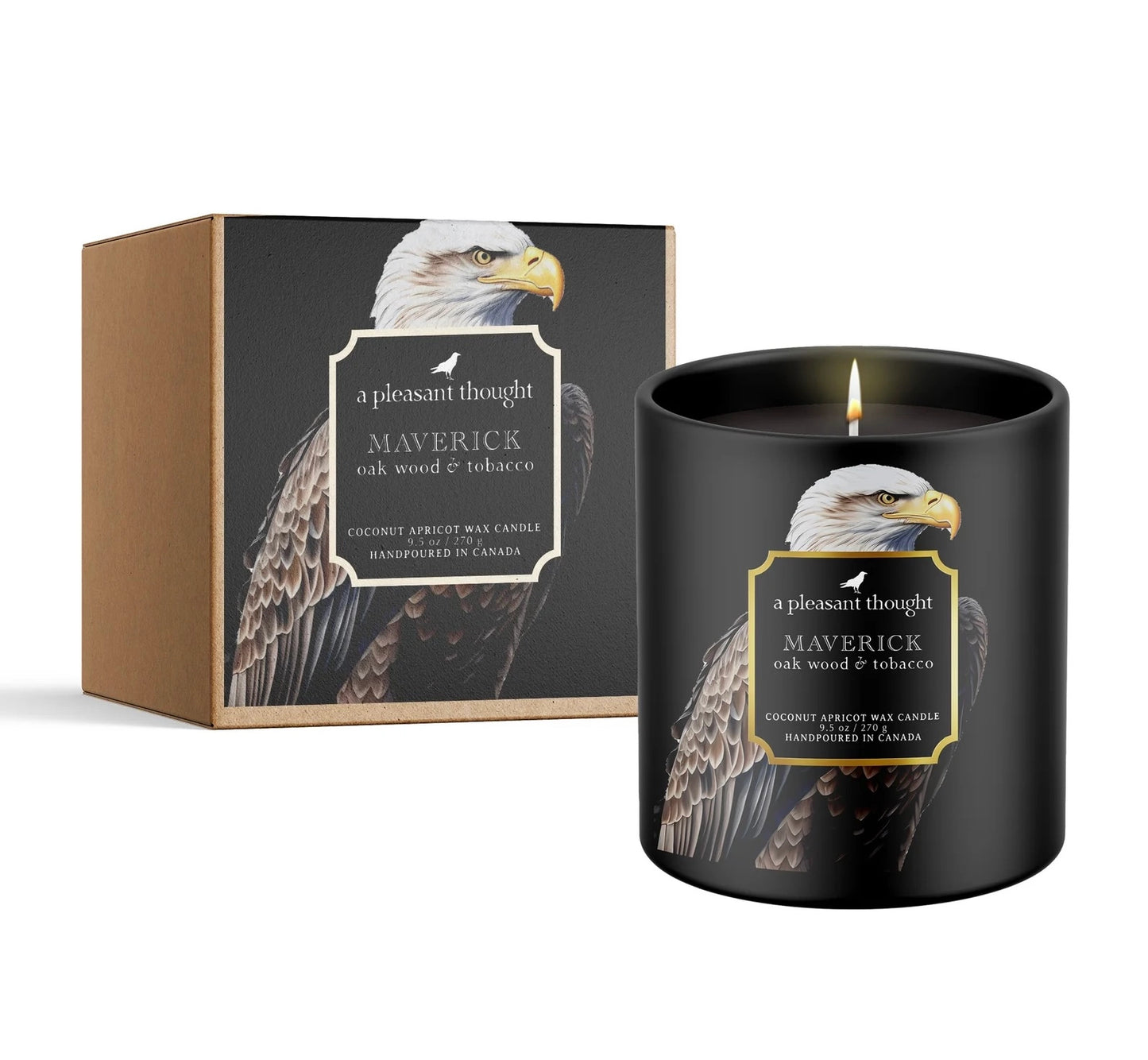 Maverick | Oak Wood & Tobacco | Raven Candle -  A Pleasant Thought Candle Co