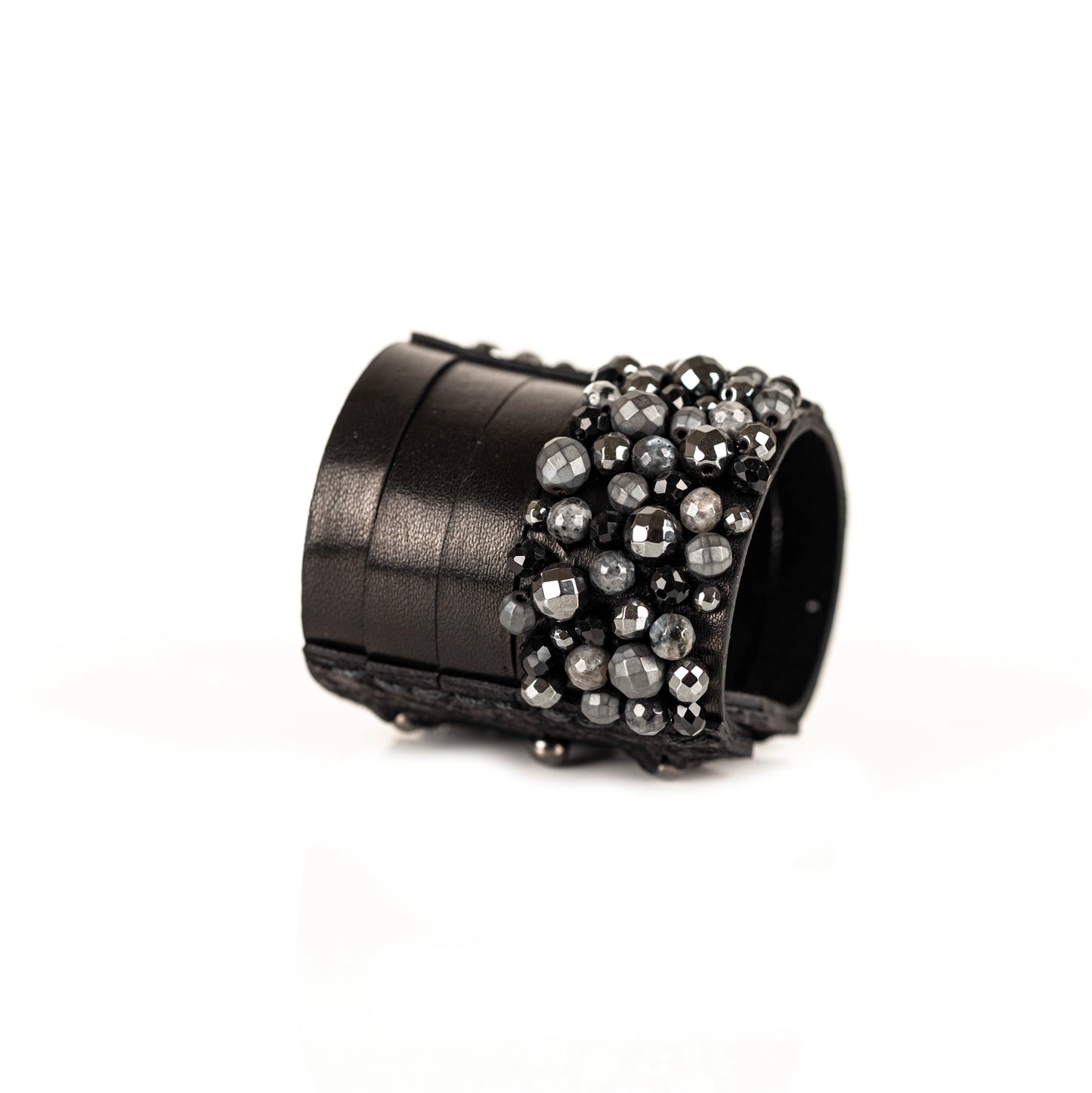 The Vivid Leather Cuff With Beads Bracelet