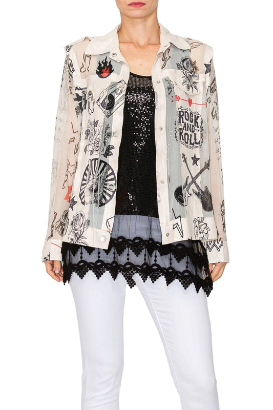 Rock And Roll Faux Suede Mesh Trimmed Detailed Jacket - Ships Late September