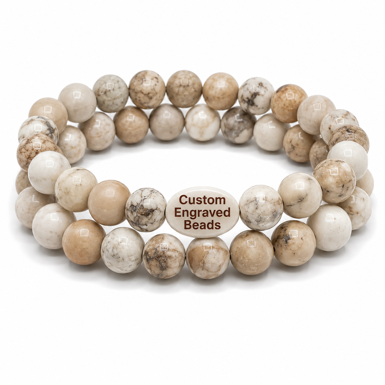 Custom Engraved - Personalized Name, Date, Saying, Symbol, Logo Gemstone Bracelet