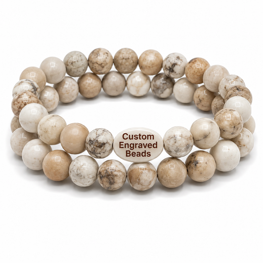 Custom Engraved - Personalized Name, Date, Saying, Symbol, Logo Gemstone Bracelet
