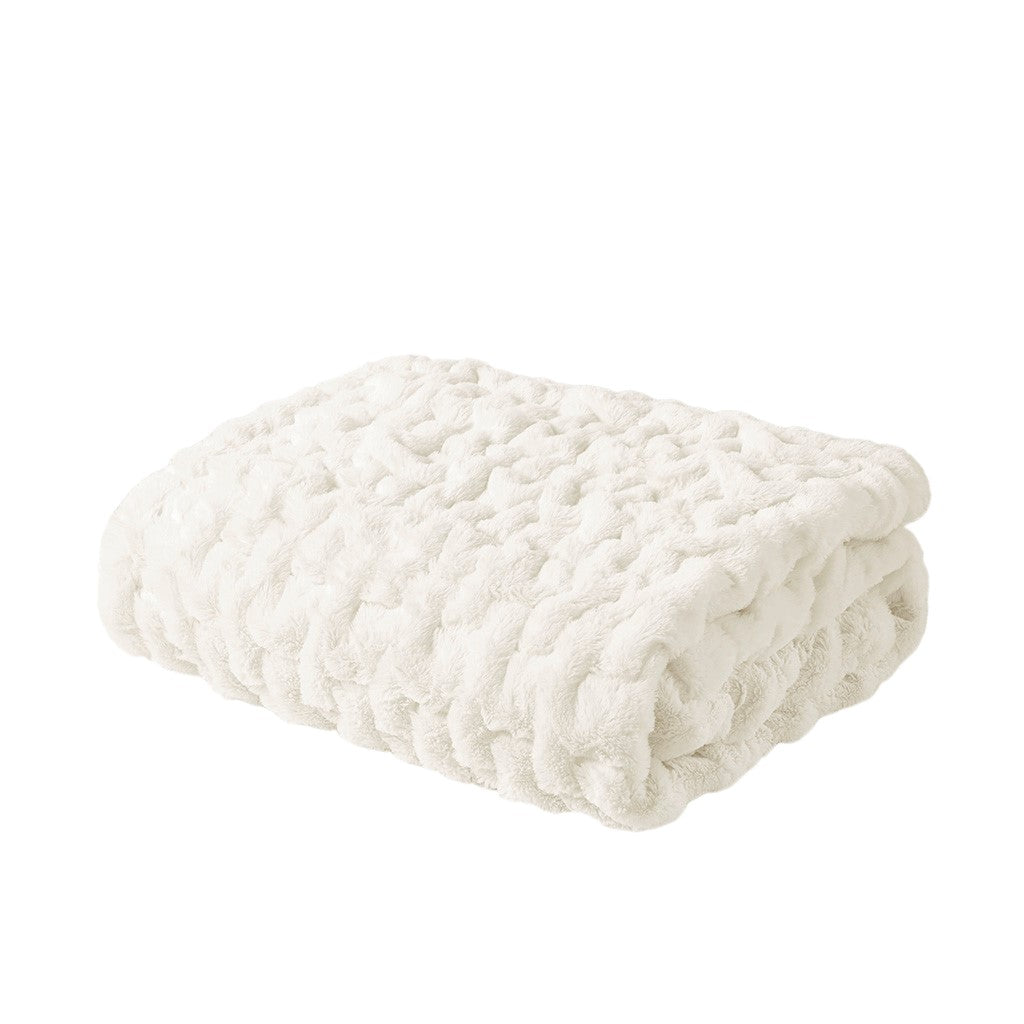 Luxury Ruched Fur Throw 50x60 - Multiple Colors Available