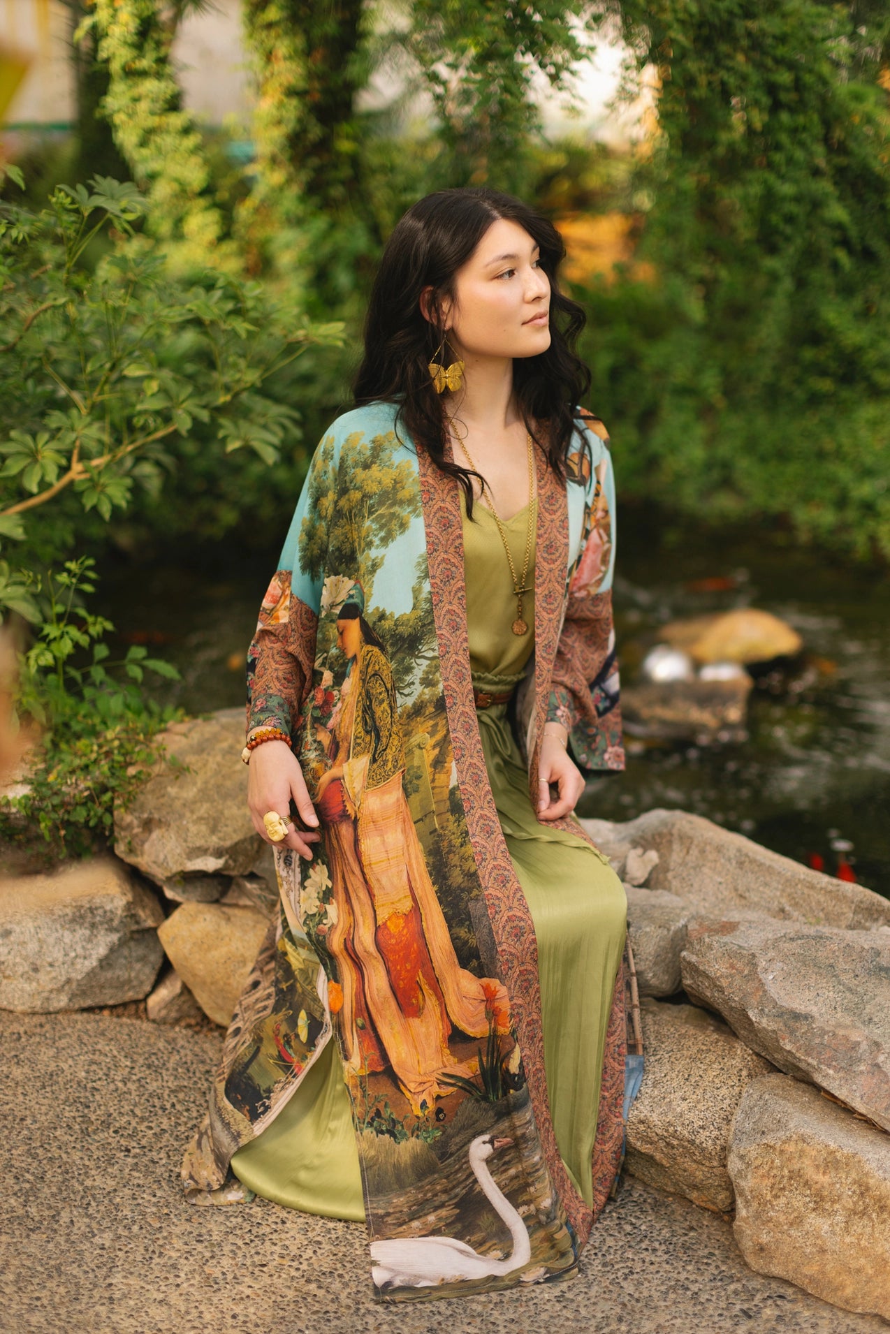 Market of Stars - Secret Garden Long Duster Bamboo Kimono (Pre-Order - Will Ship Middle of July)