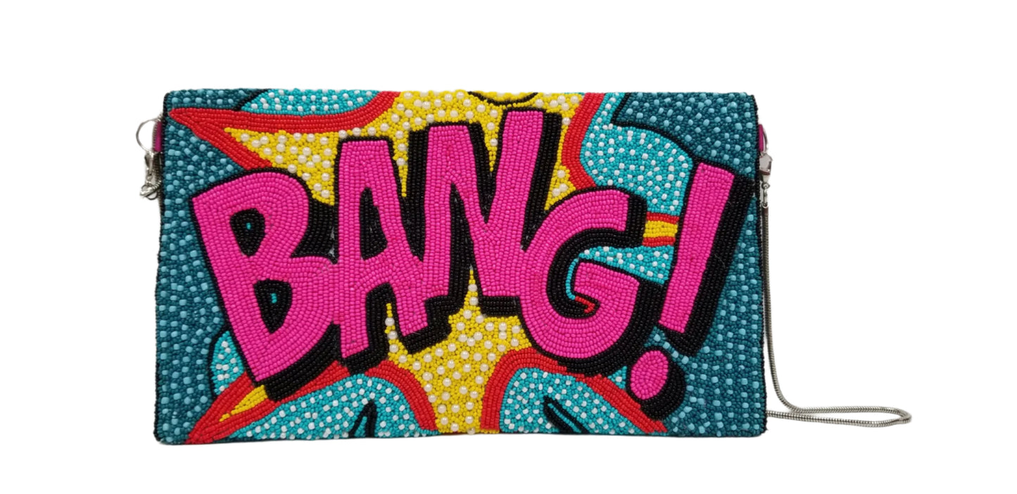 Beaded Bang Pop Art Clutch