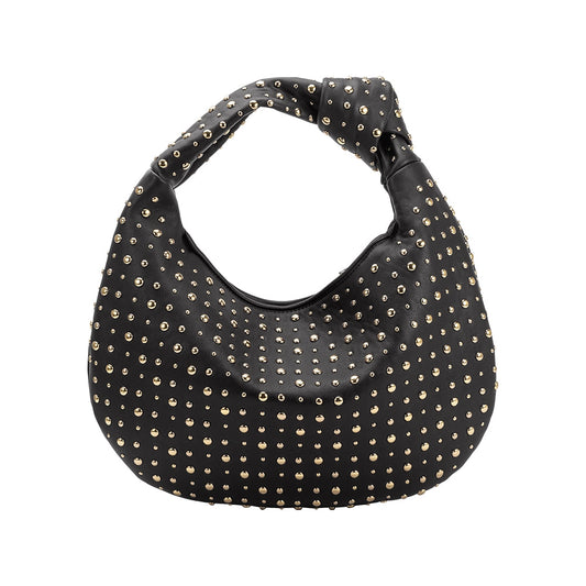 Melie Bianco Brigitte Large Studded Black Shoulder Bag