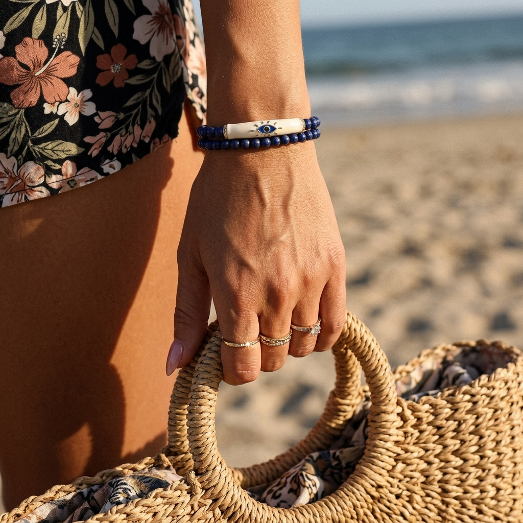 Lapis Lazuli Evil Eye Protection Bracelet Set