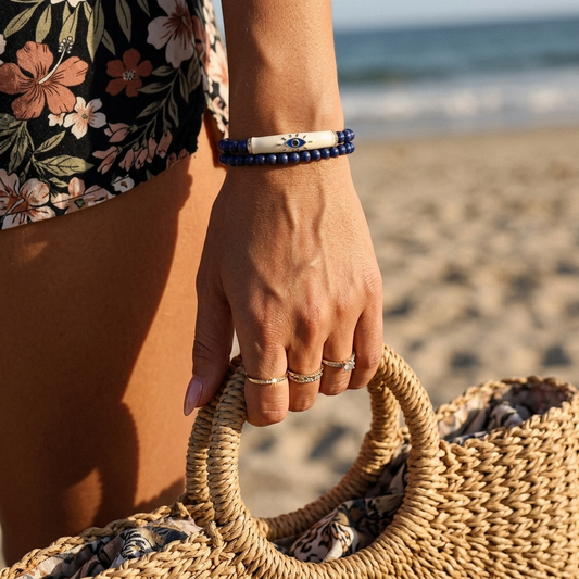 Lapis Lazuli Evil Eye Protection Bracelet Set