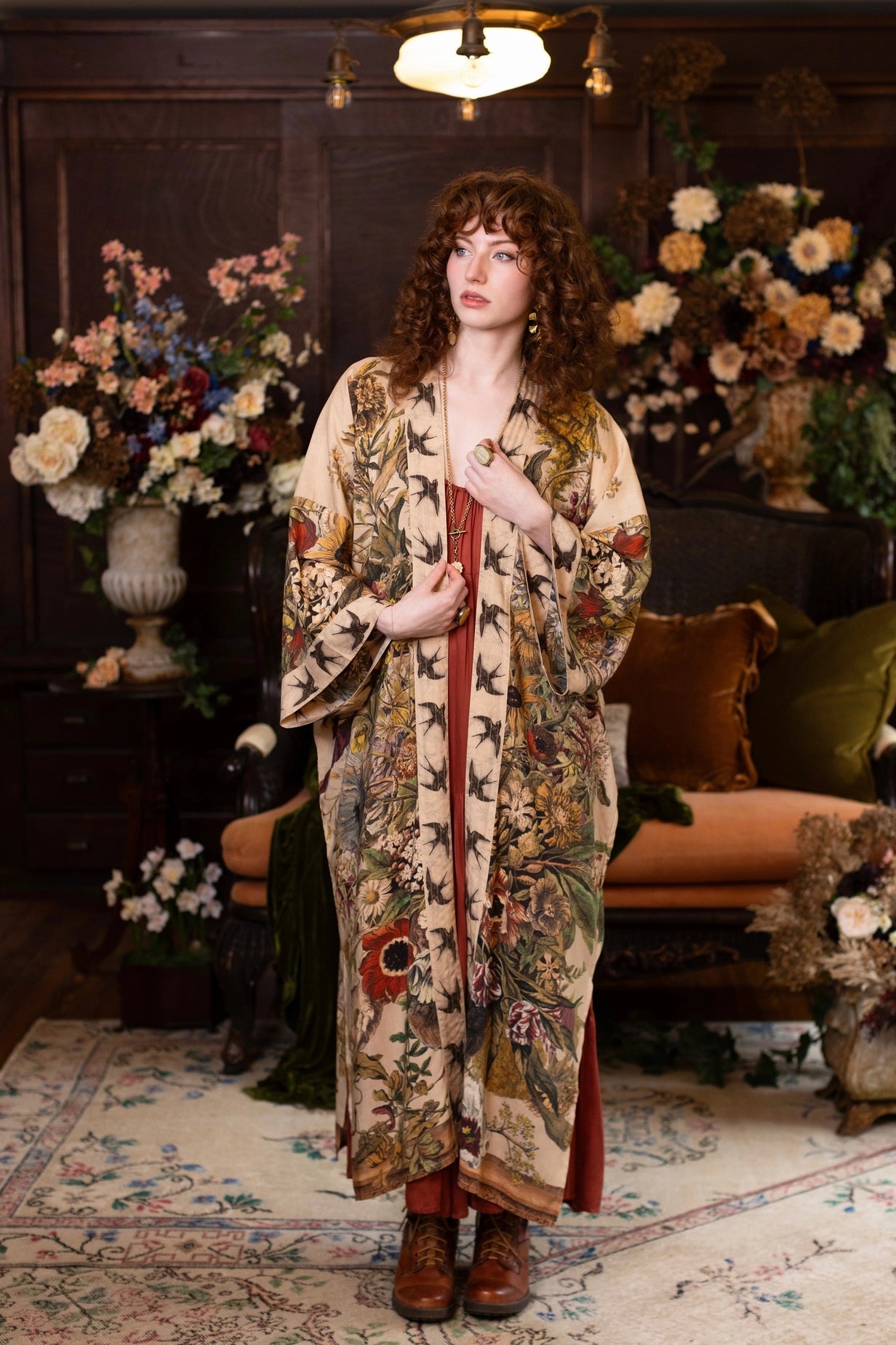 Golden Hour Opera Duster Kimono Robe w/ Floral Print - Pre-Order - Ships August 2026