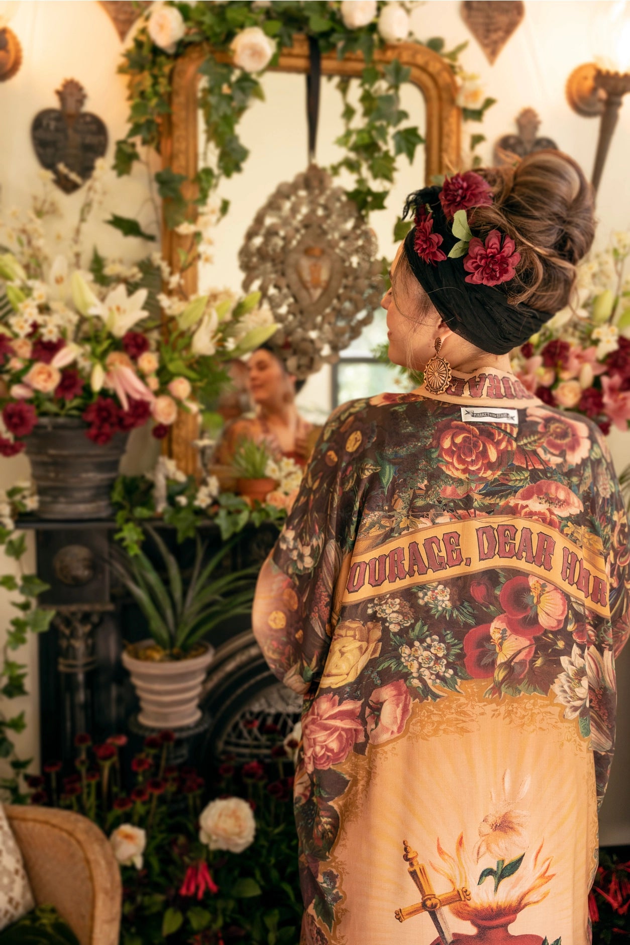Courage Dear Heart Opera Duster Kimono Robe w/ Sacred Heart- Preorder Ships August 1 - 30th