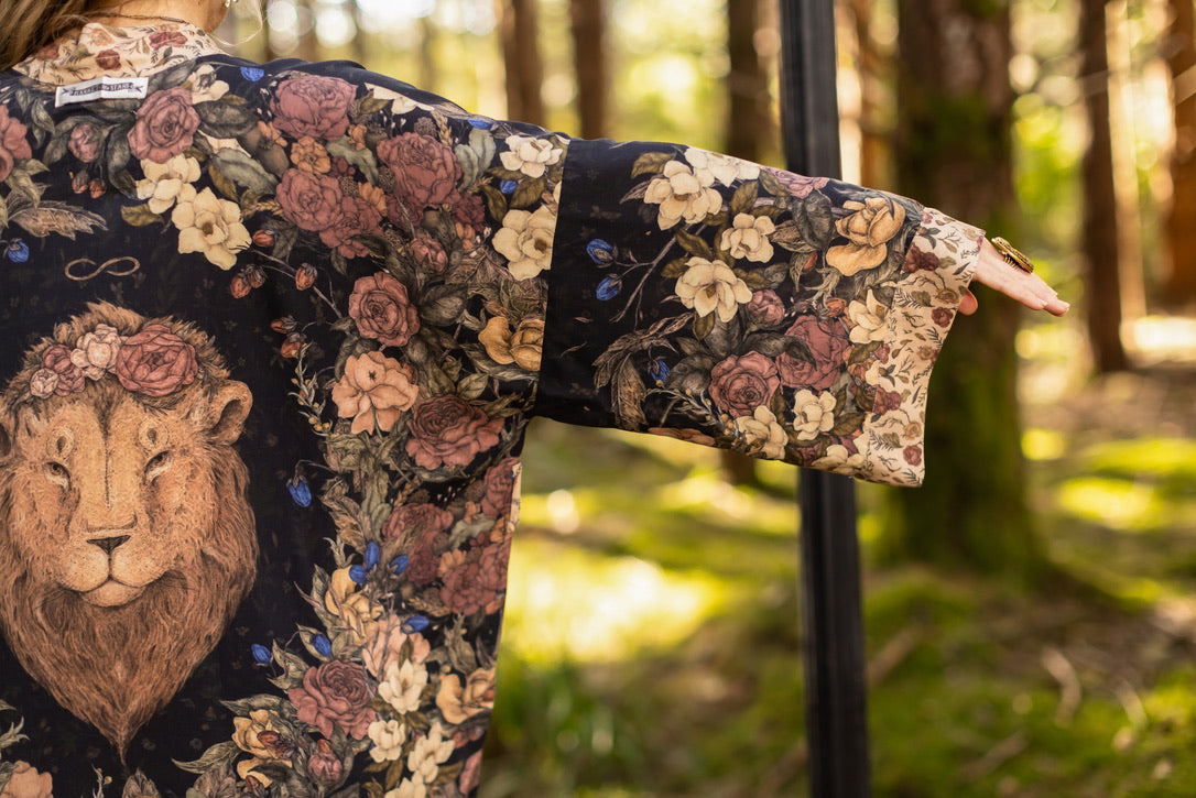 Lionheart Matinée Duster w/ Florals & Narnia Inspired Print - Pre Order - Ships in March 2026
