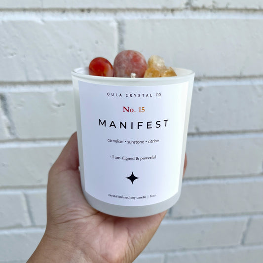 Manifest- Crystal Infused Soy Candle