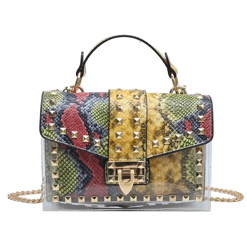 Studded Clear PVC Crossbody Handbag in Multicolor